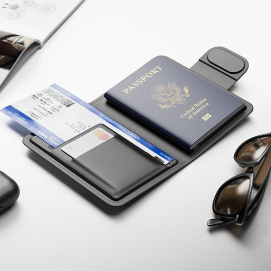 FINDY PASSPORT PRO ? Sleek Recycled PU Leather Passport Holder with Dual Findy Tracking for Apple Find My & Google Find Hub
