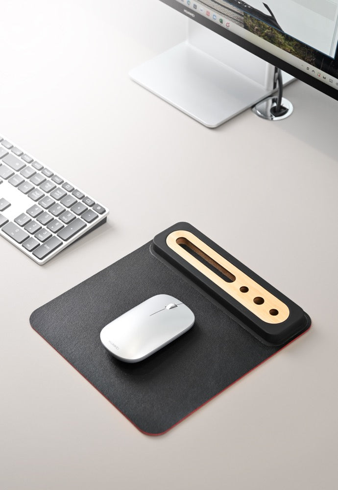 SOFTI MOUSEPAD – Eco-Friendly Foldable Mousepad with Bamboo Organizer for Phones and Pens