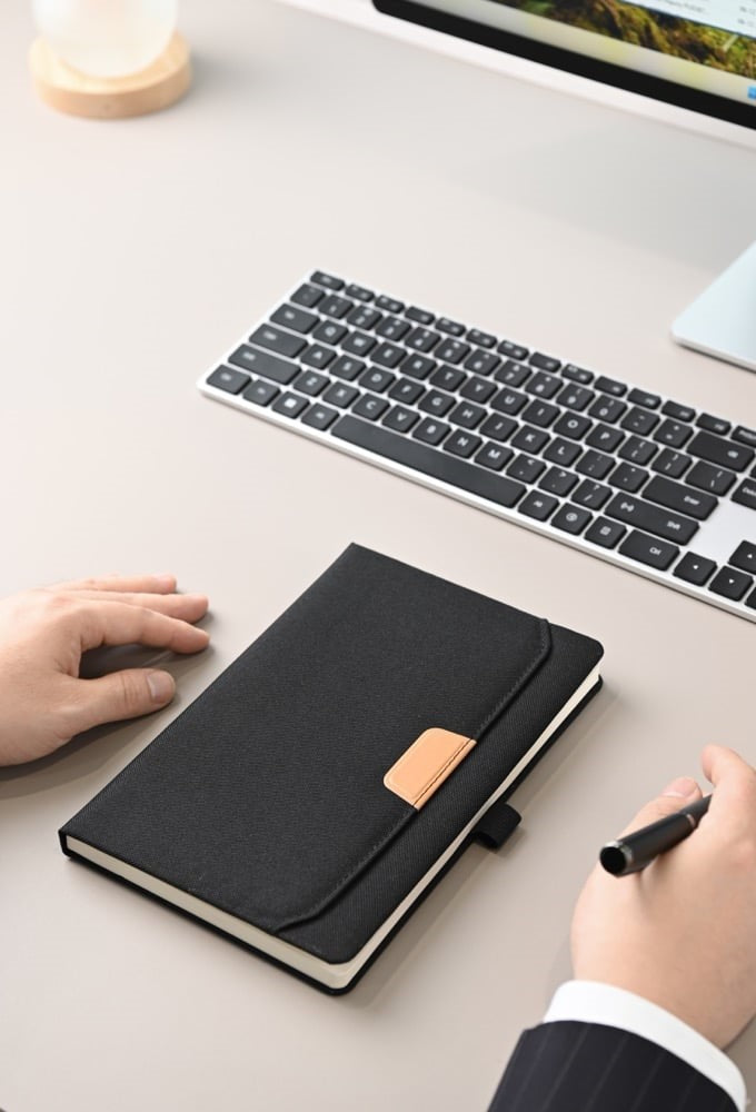 RPET NOTE – Eco-Friendly A5 Notebook with 96 Sheets, Pocket, and Pen Holder