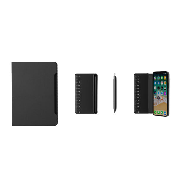 NOTECASE ? A5 Recycled PU Notebook with 96 Sheets, Built-in Phone Stand & Ruler