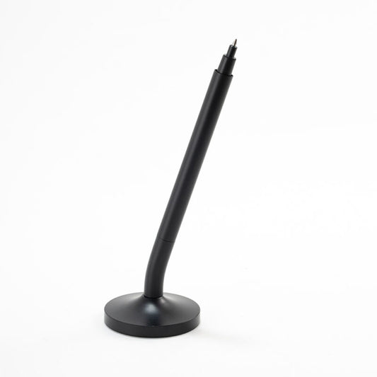 DESK MAGPEN ? Sleek Matte Black Aluminum Roller Pen with 0.7mm Blue Ink & Matching Stainless Steel Base