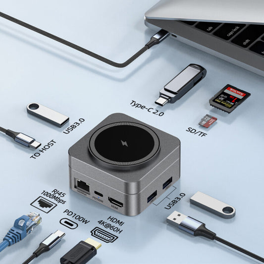 10n1 HUBMAX ? Gunmetal 10-in-1 High-Capacity Charging Station with MagSafe Wireless & 100W Type-C Power