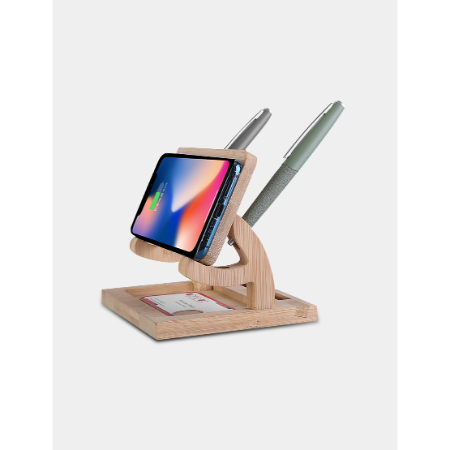 WIRELESS LOUNGE – Bamboo Desktop Organizer with Wireless Charger