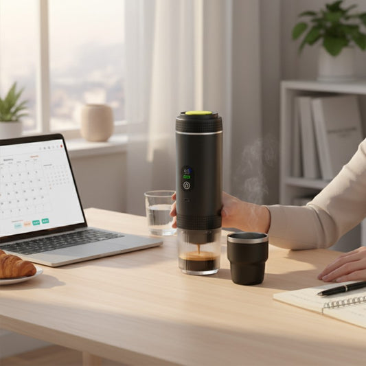 ESPRESSO-GO-SET ? Compact 3-in-1 Coffee Maker with Battery Power, Dual Brew Modes & Dual Espresso Cups for On-the-Go Brewing
