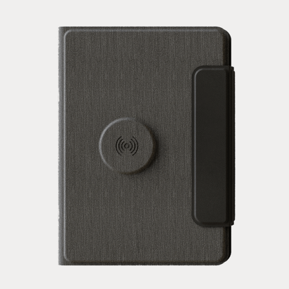 FLAPNOTE POWER – Elegant PU Notebook with 64 Sheets & Built-In 5000mAh Wireless Charging Power Bank for On-the-Go Productivity