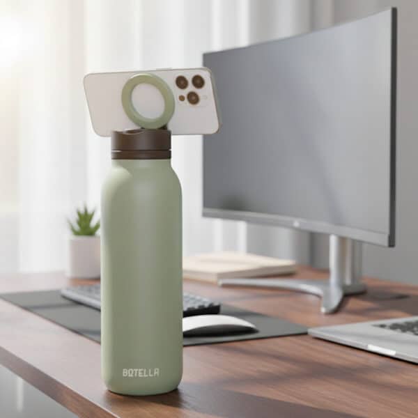 BOTELLA ULTRA – Durable Eco-Friendly Stainless Steel Water Bottle with MagSafe Phone Holder & Wide Opening for Easy Cleaning