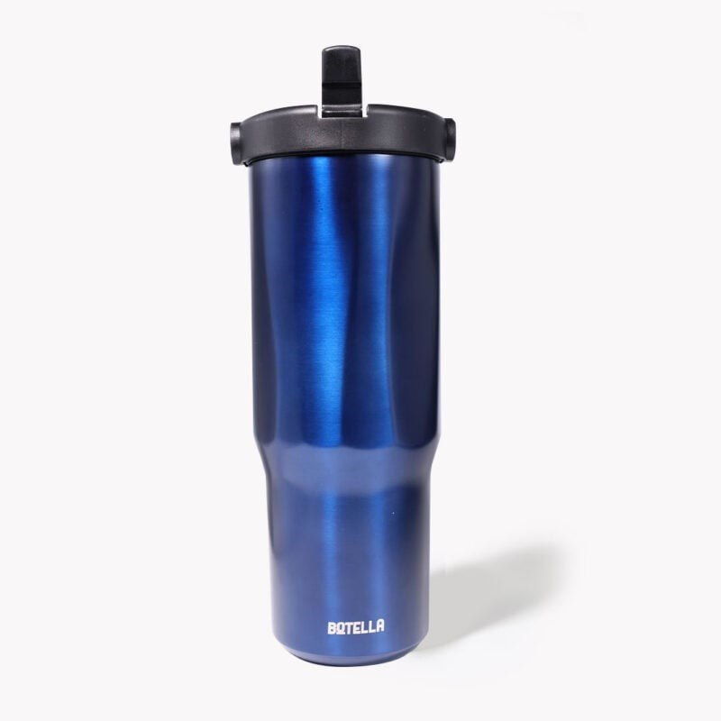 EXPLORER Powder Coating – Versatile 900ml Recycled Stainless Steel Mug with Straw