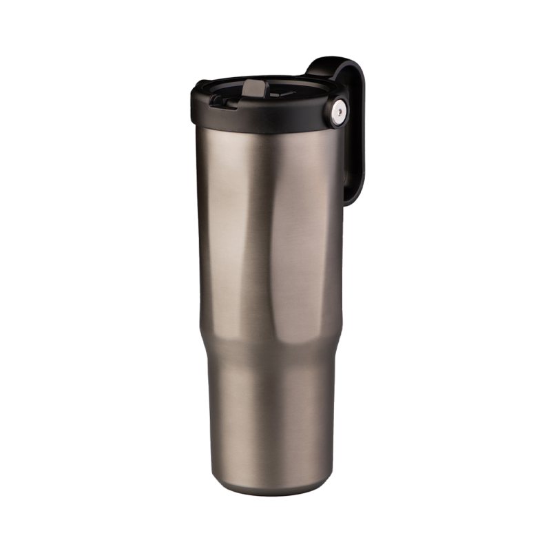 EXPLORER Powder Coating – Versatile 900ml Recycled Stainless Steel Mug with Straw