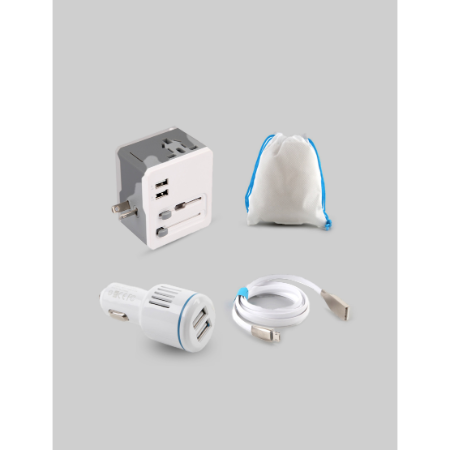 TRAVEL KIT GREY – All-in-One Universal Travel Adapter with USB Chargers