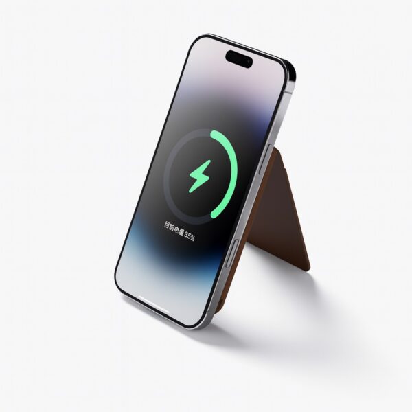 MAGPOWER PRO – Sleek 5000mAh Wallet-Style Power Bank with 15W Wireless Charging, Built-In Cable & Phone Stand