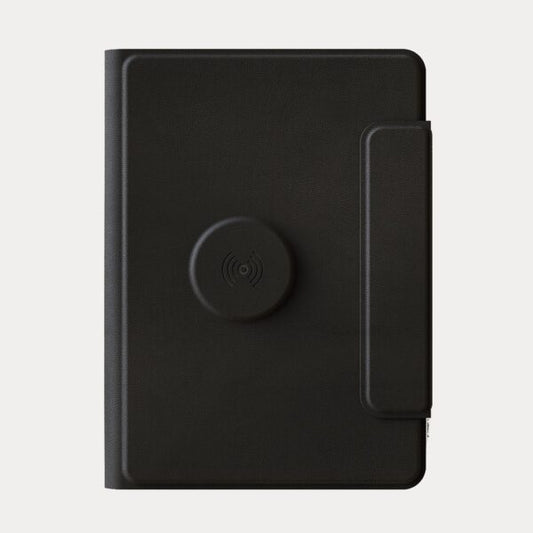 FLAPNOTE POWER – Elegant PU Notebook with 64 Sheets & Built-In 5000mAh Wireless Charging Power Bank for On-the-Go Productivity