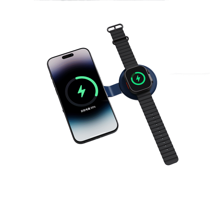 2n1 YOYO – Compact 15W Wireless Charger with Retractable Cable & Dual Watch Compatibility for Apple & Samsung