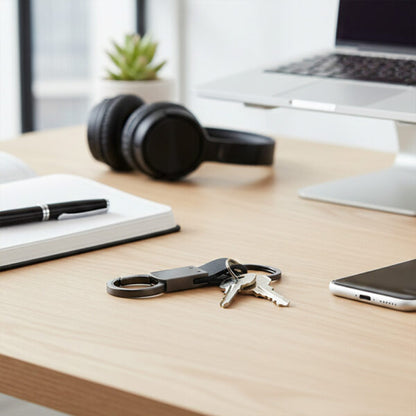 KEY KEEPER ? Elegant PU Leather & Metal Durable Keychain with Sleek Design