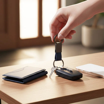 KEY KEEPER ? Elegant PU Leather & Metal Durable Keychain with Sleek Design
