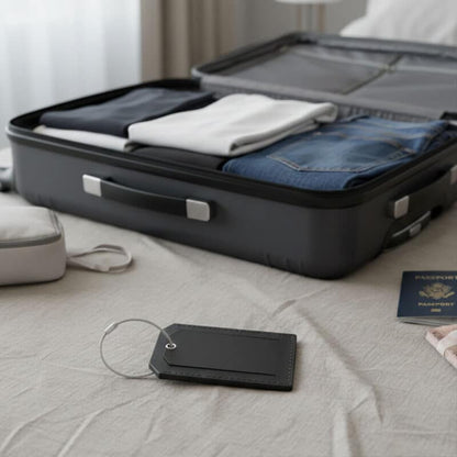 LUGGAGE TAG – Durable RCS PU Luggage Tag with Secure Wire Cable Loop