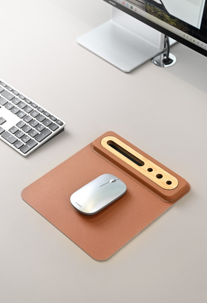 SOFTI MOUSEPAD – Eco-Friendly Foldable Mousepad with Bamboo Organizer for Phones and Pens
