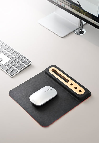 SOFTI MOUSEPAD – Eco-Friendly Foldable Mousepad with Bamboo Organizer for Phones and Pens