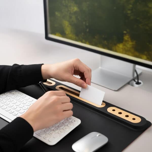 SOFTIDESK ORGANIZER – Eco-Friendly Desk Mat with Bamboo Holders for Ultimate Organization