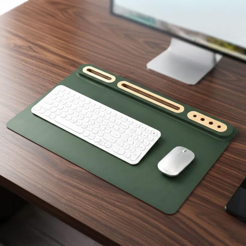 SOFTIDESK ORGANIZER – Eco-Friendly Desk Mat with Bamboo Holders for Ultimate Organization
