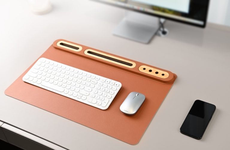 SOFTIDESK ORGANIZER – Eco-Friendly Desk Mat with Bamboo Holders for Ultimate Organization
