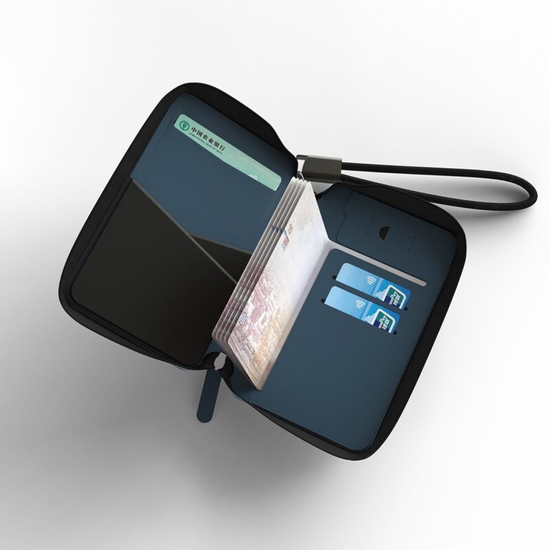TRAVI WALLET ? Sleek PU Leather Travel Case with Integrated Charging Cable for Tech Accessories & On-the-Go Power
