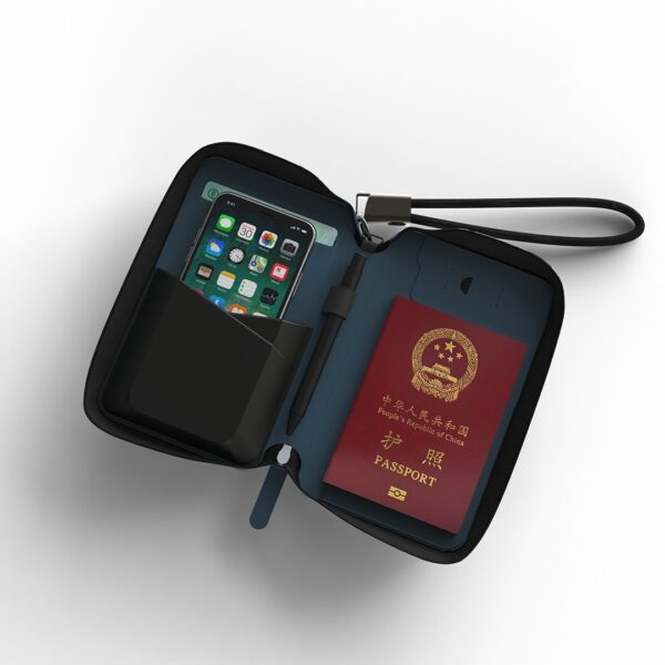 TRAVI WALLET ? Sleek PU Leather Travel Case with Integrated Charging Cable for Tech Accessories & On-the-Go Power
