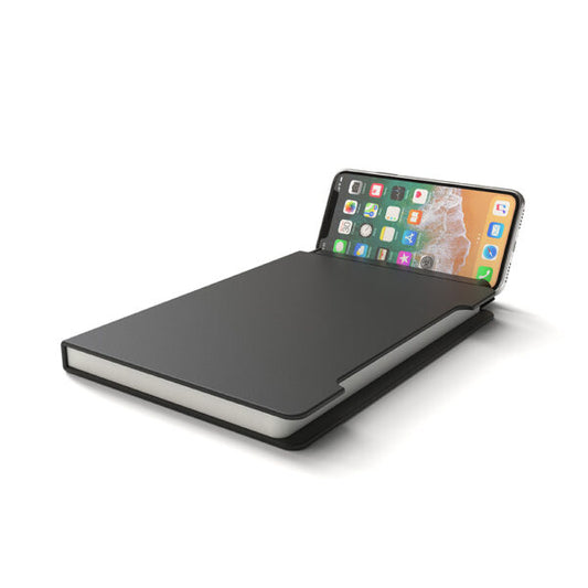 NOTECASE ? A5 Recycled PU Notebook with 96 Sheets, Built-in Phone Stand & Ruler
