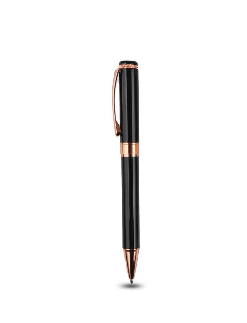 CHARM PEN – Elegant Black and Rose Gold Ballpoint Pen with Engraving Mirror Effect