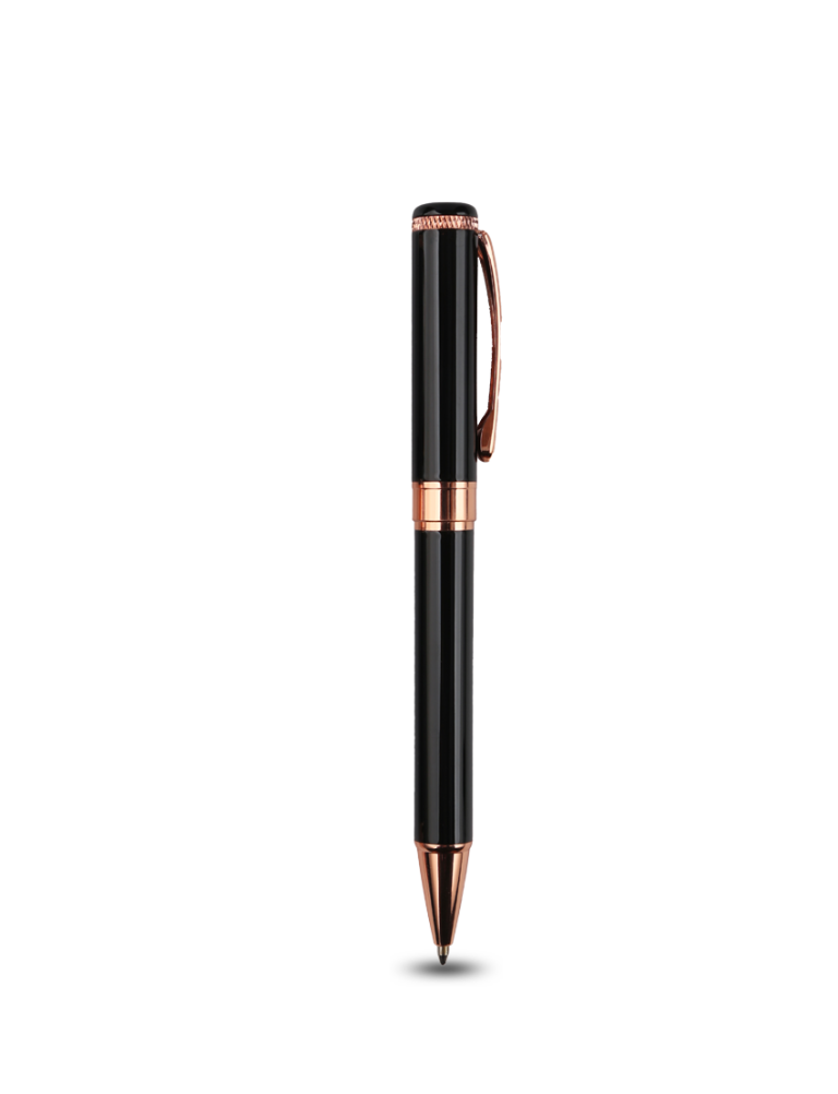 CHARM PEN – Elegant Black and Rose Gold Ballpoint Pen with Engraving Mirror Effect