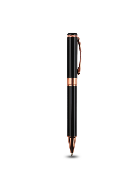 CHARM PEN – Elegant Black and Rose Gold Ballpoint Pen with Engraving Mirror Effect