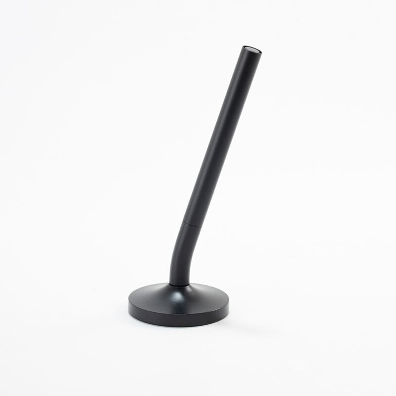 DESK MAGPEN ? Sleek Matte Black Aluminum Roller Pen with 0.7mm Blue Ink & Matching Stainless Steel Base
