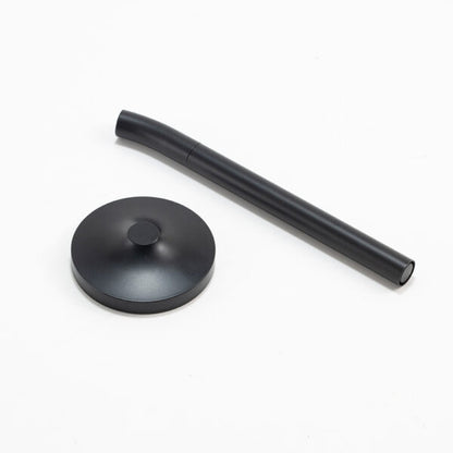 DESK MAGPEN ? Sleek Matte Black Aluminum Roller Pen with 0.7mm Blue Ink & Matching Stainless Steel Base