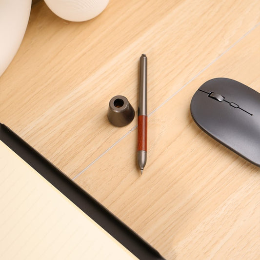 DESK PEN ? Luxurious Red Wood & Gun Black Brass Ballpoint Pen with Solid Brass Holder for Elegant Writing