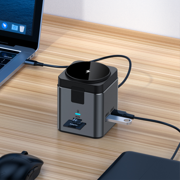 8n1 HUB ? Gunmetal Multi-Port Charging Hub with Integrated MagSafe Wireless Charging & 100W Type-C Power