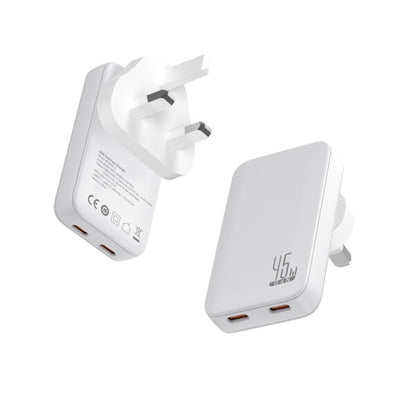 SLIM TRAVI SET – Ultra-Compact Dual USB-C Fast Charger with 45W Power & PPS Support in Travel Pouch