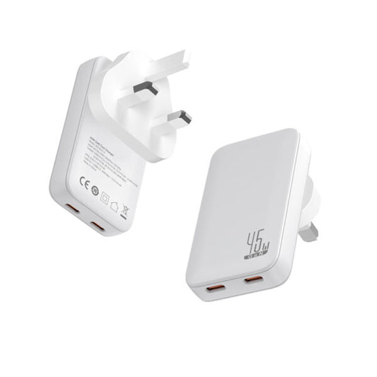 SLIM TRAVI SET – Ultra-Compact Dual USB-C Fast Charger with 45W Power & PPS Support in Travel Pouch