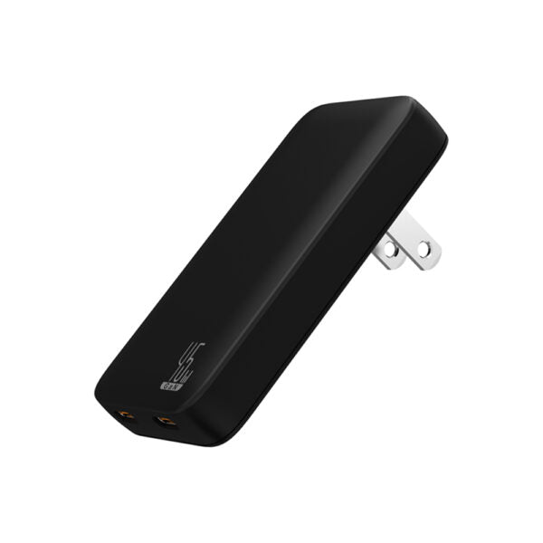SLIM TRAVI SET – Ultra-Compact Dual USB-C Fast Charger with 45W Power & PPS Support in Travel Pouch