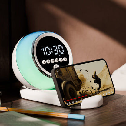 LUNA ? Multifunctional Bluetooth Speaker with JL 5.3 Chip, RGB Ambient Light, Alarm Clock & Phone Stand