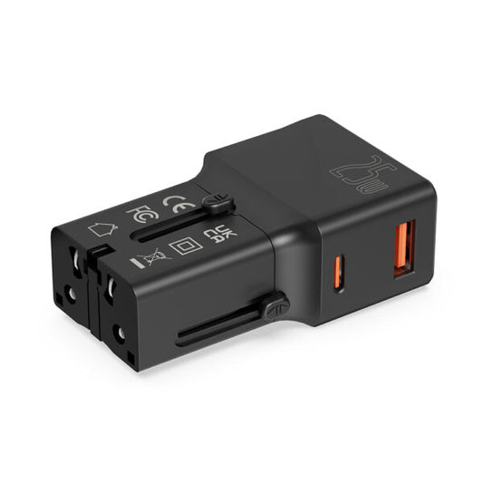POWER ADAPTOR ? Compact 25W Mini Travel Charger with Dual USB-C & USB-A Ports, PD Quick Charge & QC3.0 Support
