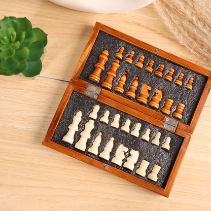 CHESS BOARD ? Compact Wooden Chess Set for Travel, Home Use with Educational Focus on Strategy & Concentration