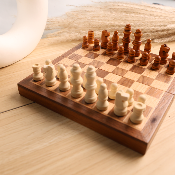 CHESS BOARD ? Compact Wooden Chess Set for Travel, Home Use with Educational Focus on Strategy & Concentration