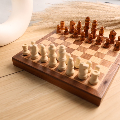 CHESS BOARD ? Compact Wooden Chess Set for Travel, Home Use with Educational Focus on Strategy & Concentration