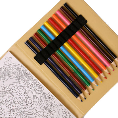 COLOR BOOK ? A5 Creative Coloring Set with 50 Patterned Pages & 12 Coloring Pencils for Art on the Go