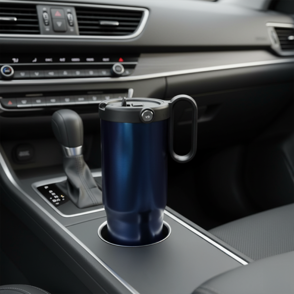 EXPLORER Powder Coating – Versatile 900ml Recycled Stainless Steel Mug with Straw