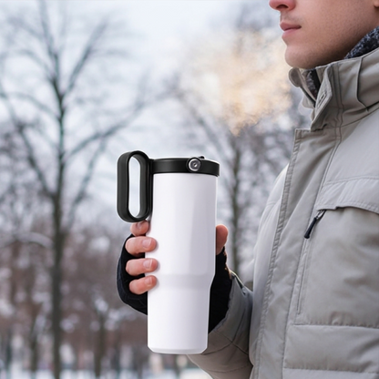 EXPLORER Powder Coating – Versatile 900ml Recycled Stainless Steel Mug with Straw