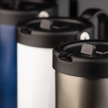 EXPLORER Powder Coating – Versatile 900ml Recycled Stainless Steel Mug with Straw