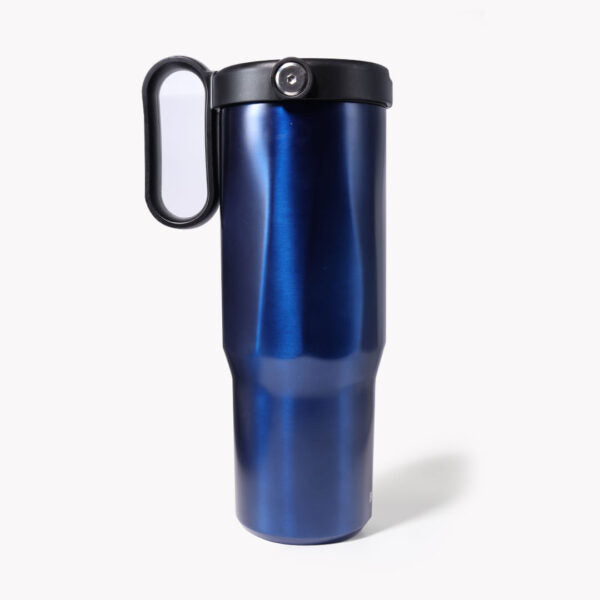EXPLORER Powder Coating – Versatile 900ml Recycled Stainless Steel Mug with Straw