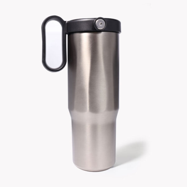 EXPLORER Powder Coating – Versatile 900ml Recycled Stainless Steel Mug with Straw