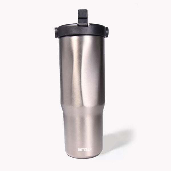 EXPLORER Powder Coating – Versatile 900ml Recycled Stainless Steel Mug with Straw