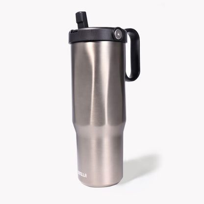 EXPLORER Powder Coating – Versatile 900ml Recycled Stainless Steel Mug with Straw